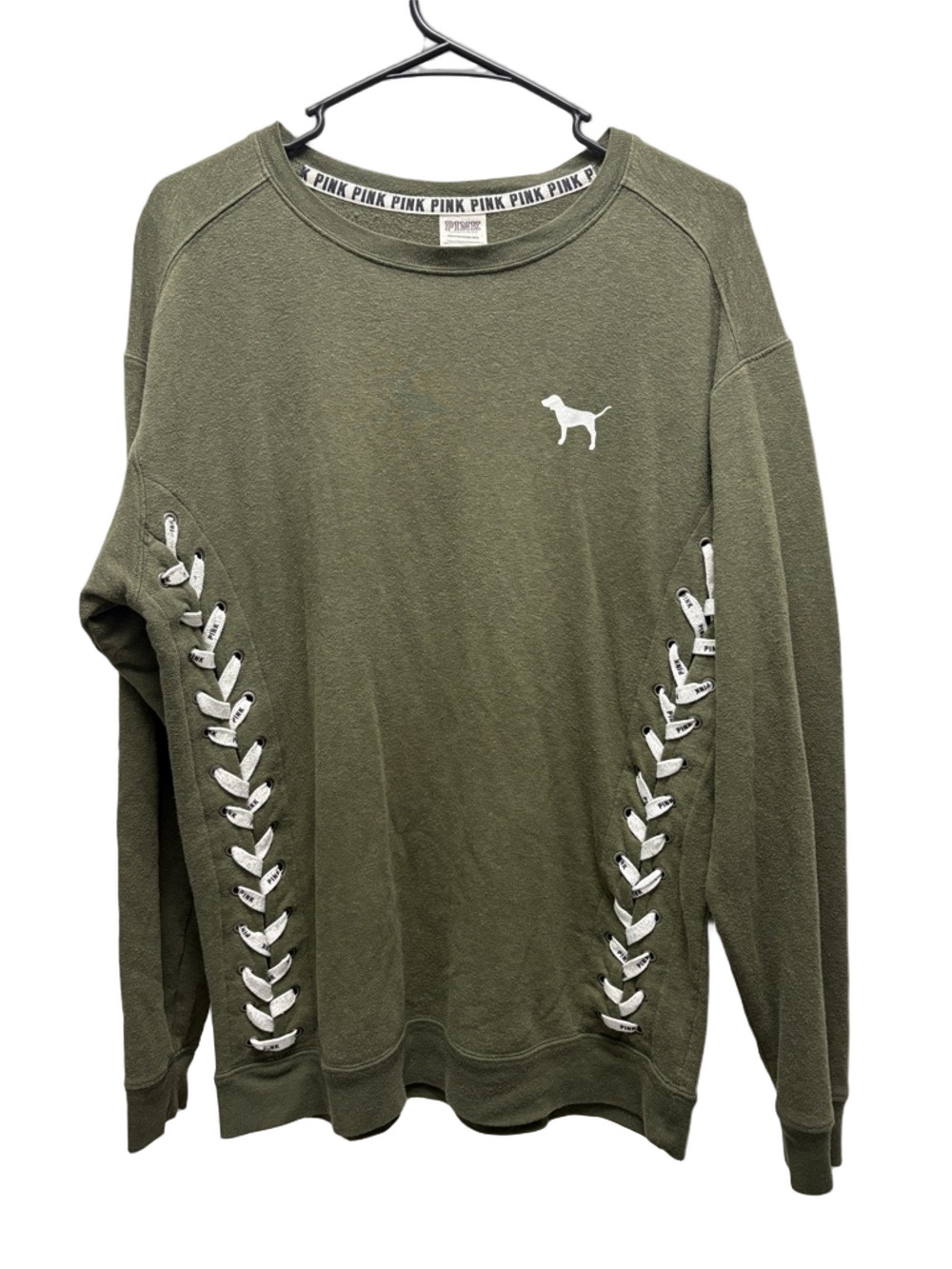 Victoria's Secret PINK Sweatshirt with White Lace Up Detail Y2K Oversized